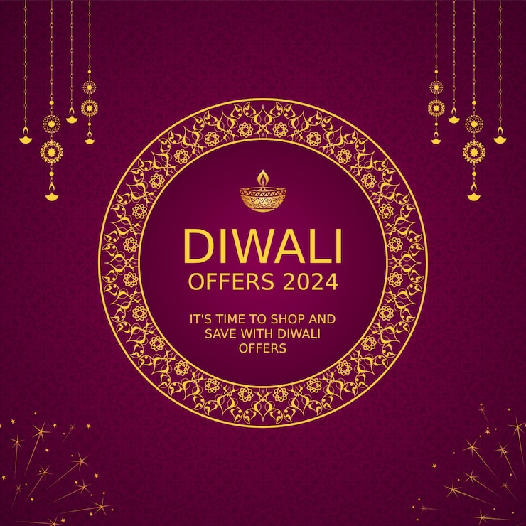 PSD gold and maroon traditional diwali festival offers instagram post