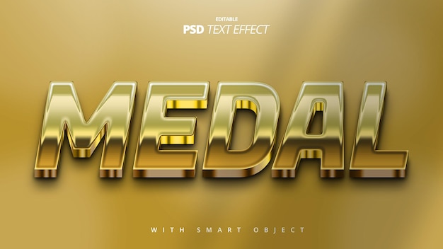 Gold medal 3d text effect template design