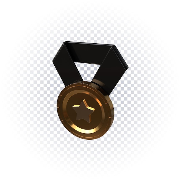 Gold medal icon 3d render isolated