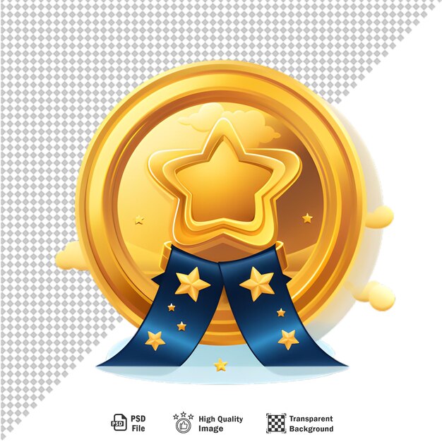 PSD gold medal on transparent background