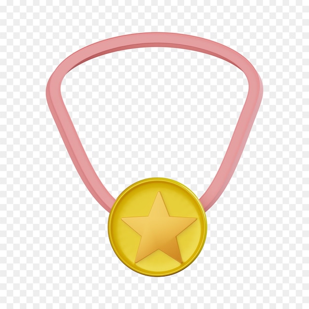 PSD a gold medal with a gold star on it, png download