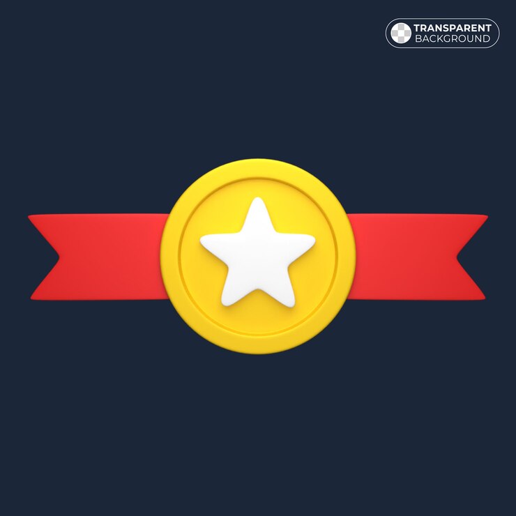 PSD a gold medal with a red ribbon and a red ribbon