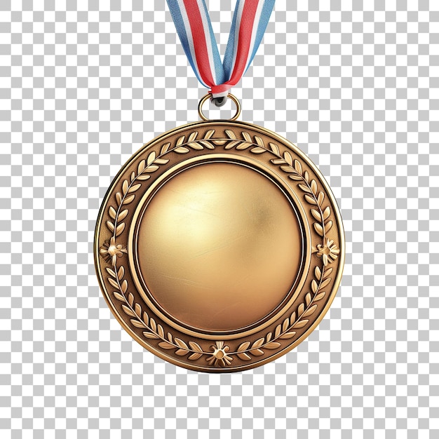 PSD gold medal with ribbon isolated on transparent background