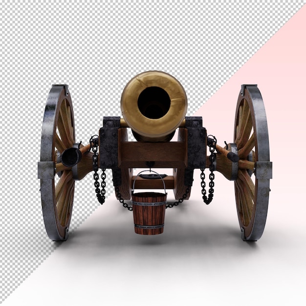 Gold medieval cannon isolated