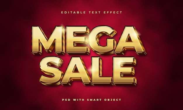 Gold mega sale editable text effect template