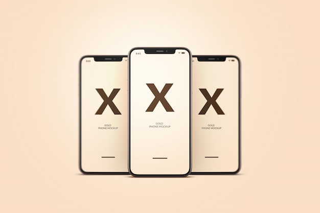 Mockup di telefonia mobile d'oro