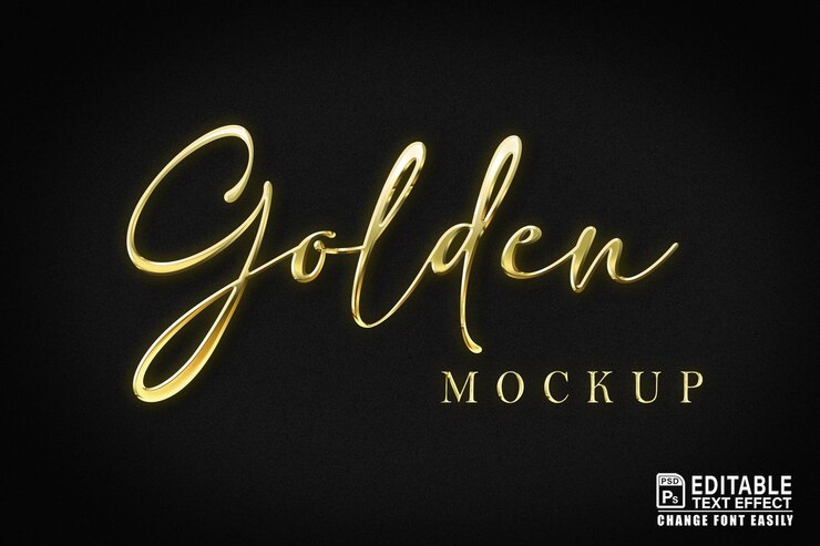 PSD gold mockup editable text