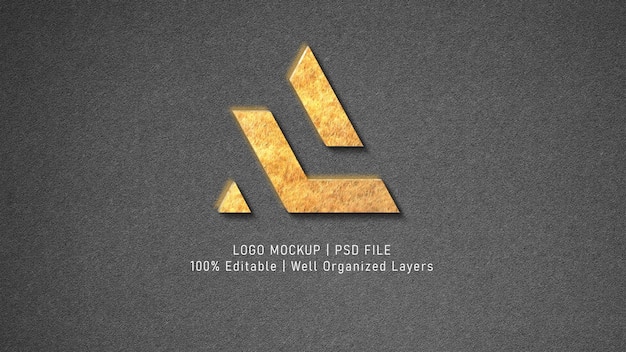 Gold mockup logo on classy dark gray background