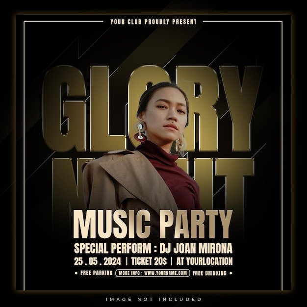 Gold Music Party Social Media Post Template