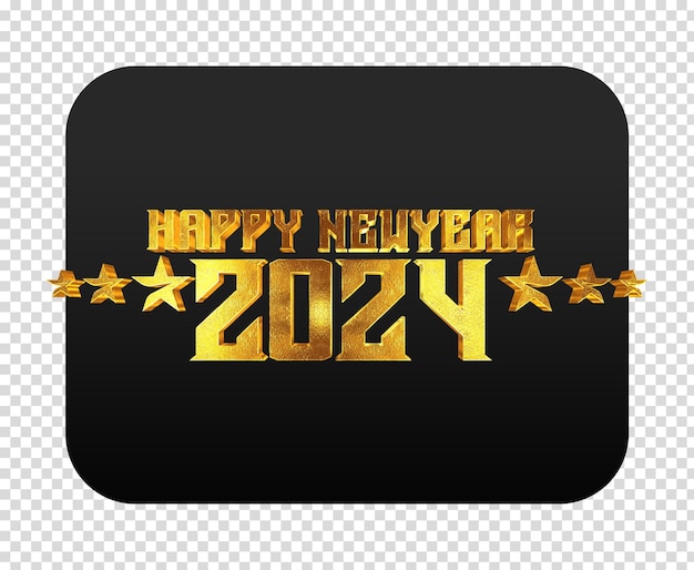 Gold new year greeting on transparent background