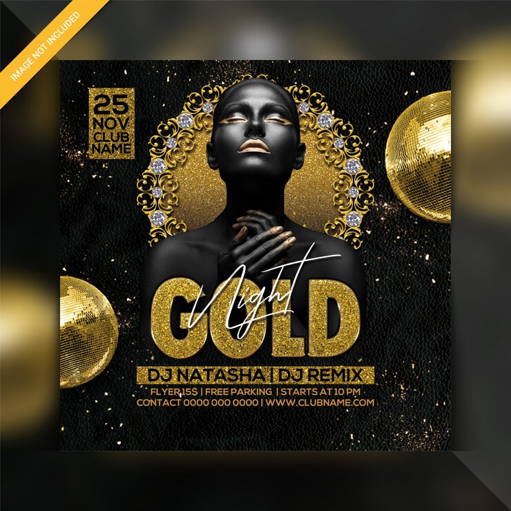 PSD gold night party flyer template