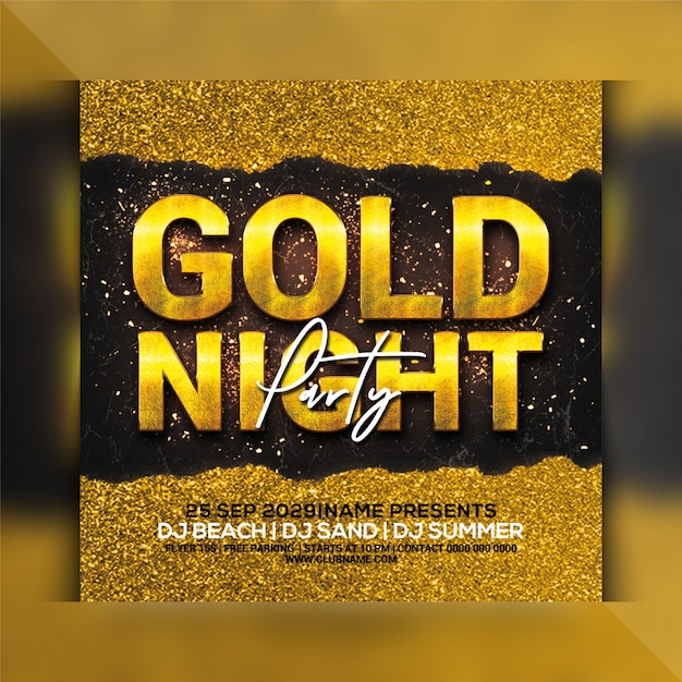 PSD gold night party flyer