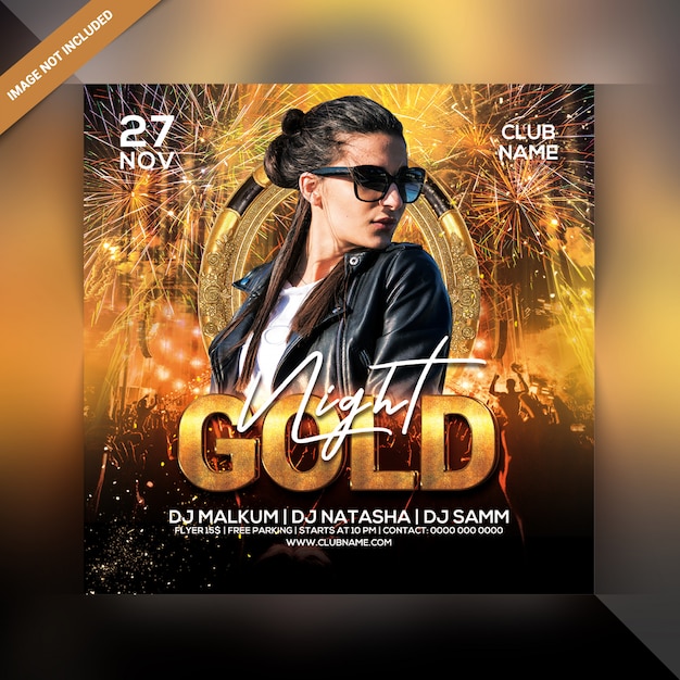 PSD gold night party flyer