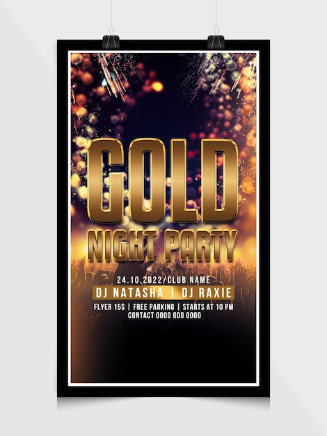 Gold night party instagram web banner template