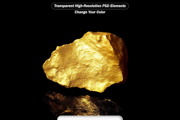 PSD gold nugget on a black background