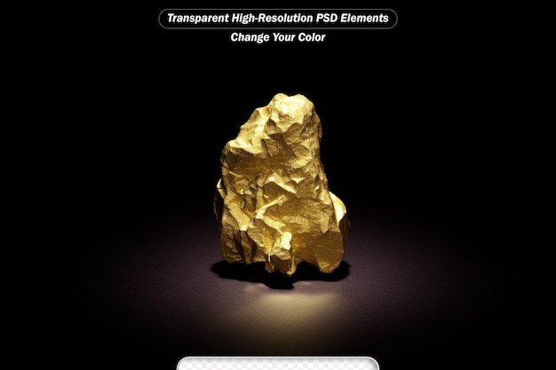 PSD gold nugget on dark background