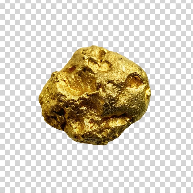 PSD gold nugget grain on transparent background