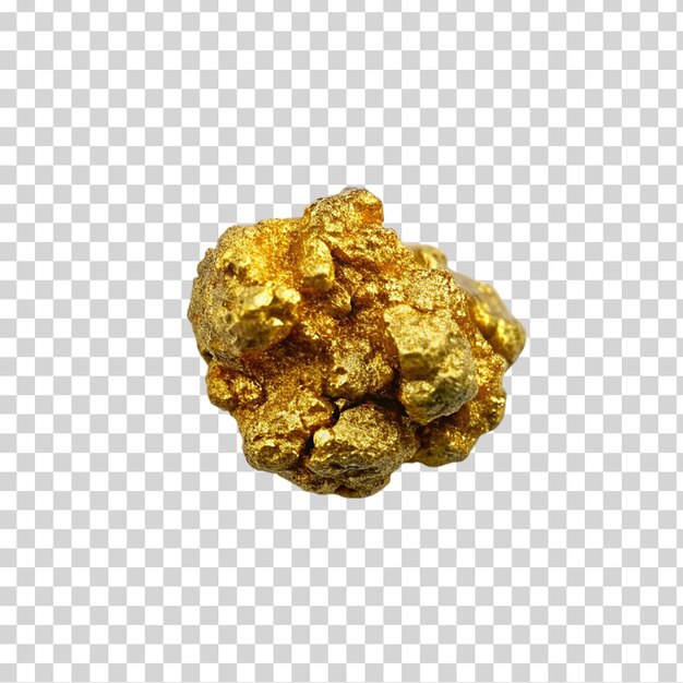 PSD gold nugget grain on transparent background