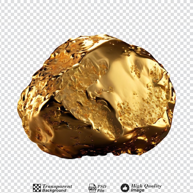 PSD gold nugget isolated on transparent background