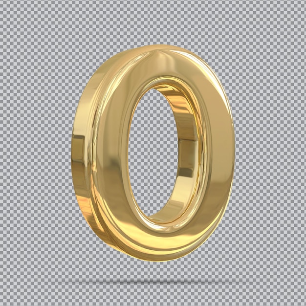 PSD gold number 0 3d render