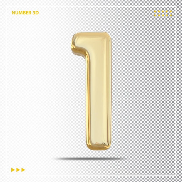 Gold number 1 3d luxury element