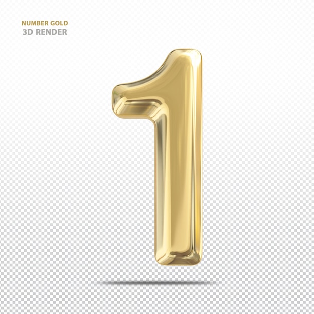 Gold number 1 3d render luxury