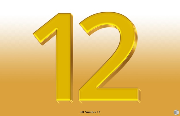 A gold number 12 with a gold background