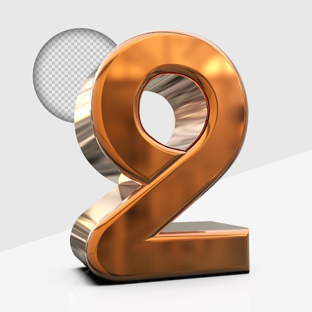 Gold number 2 3d render