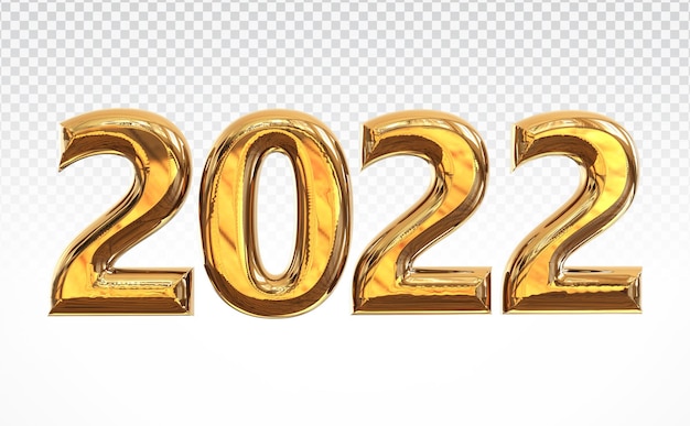 Numero d'oro 2022 3d rendering di lusso felice anno nuovo