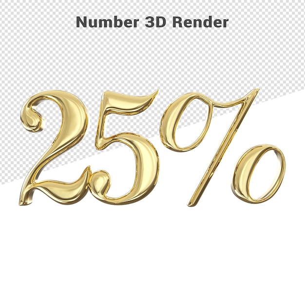 Gold number 25 concept 3d style