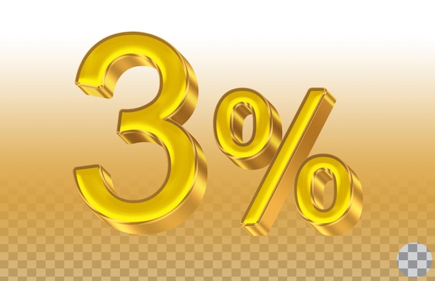 Gold number 3 - percent with a large percentage symbol.