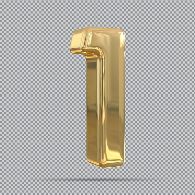 PSD gold number  3d render