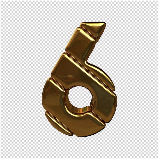 PSD gold number 3d rendering isolated