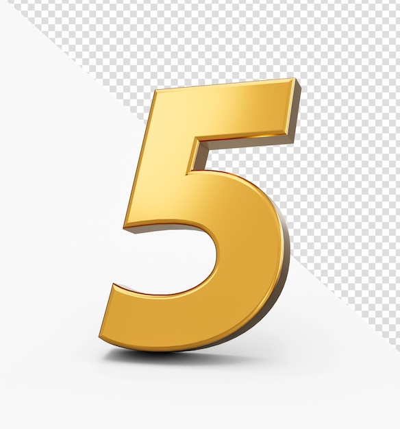 Gold number 5 Five isolated isolated background shiny 3d number 5 made of gold 3d illustration