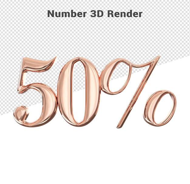 Gold number 50 concept 3d style