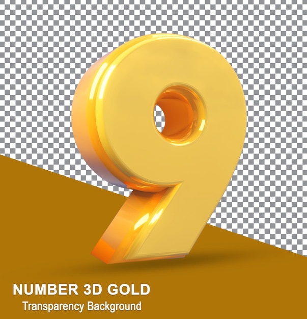 a gold number 6 that is on a transparent background