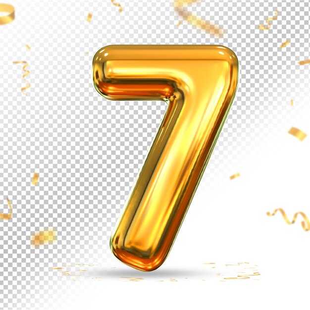 Gold number 7 luxury 3d