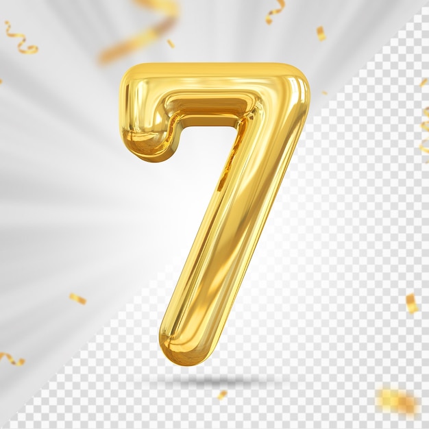 Gold number 7 luxury 3d