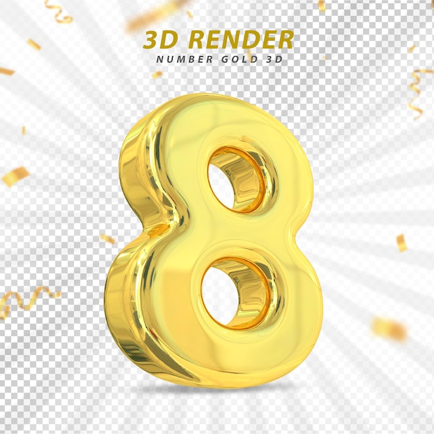 Gold number 8 luxury 3d