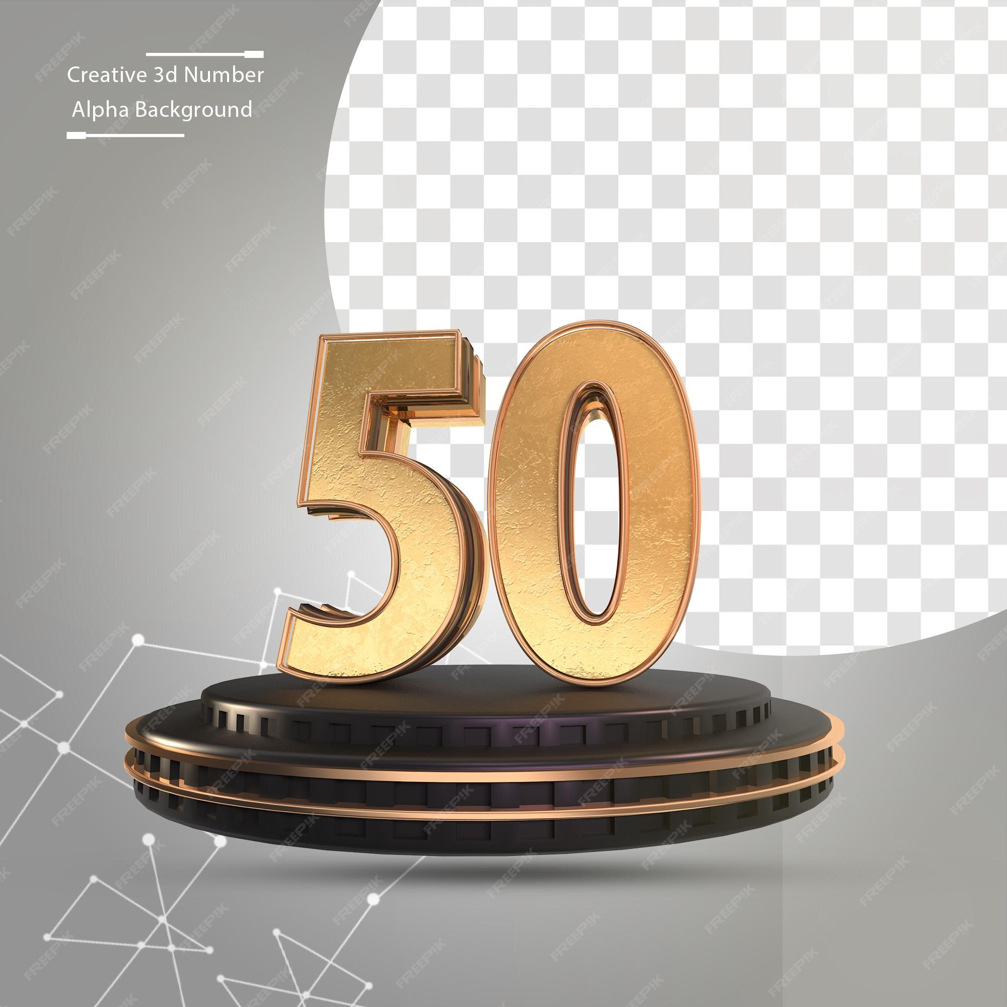 Premium PSD | Gold number on black podium number 50