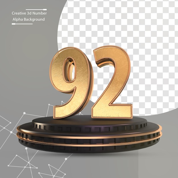 Gold number on black podium number 92