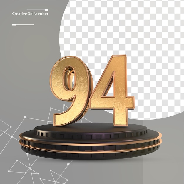 PSD gold number on black podium number 94