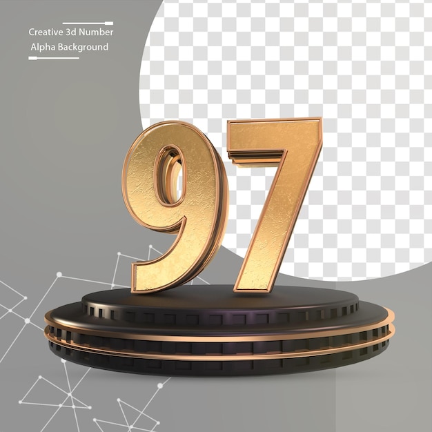 Gold number on black podium number 97