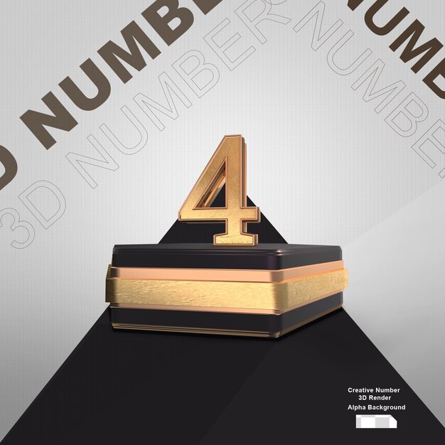 Gold number on podium element for design