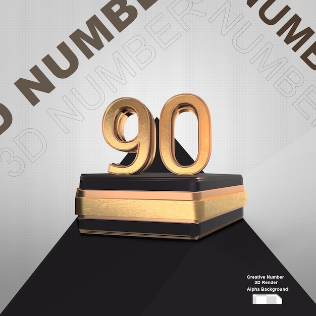 PSD gold number on podium element for design