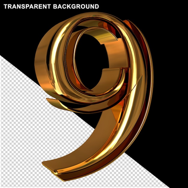 PSD gold numbers. 3d number 9