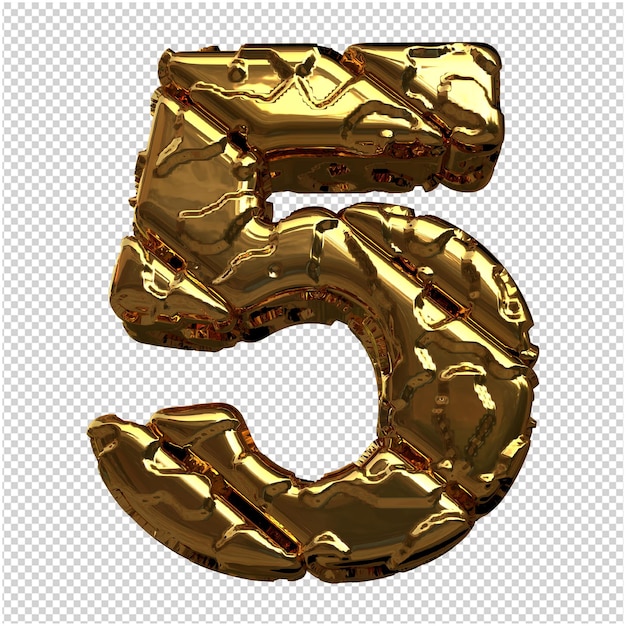 gold numbers made from rough diagonal ingots. 3rd number 5
