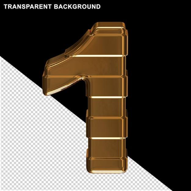 Numeri d'oro con cinghie orizzontali 3d numero 1