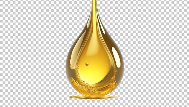 PSD gold oil drop su uno sfondo con trasparenza