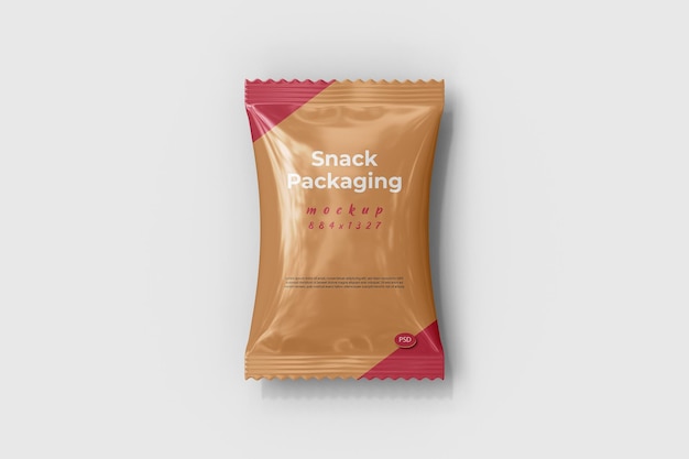 A gold package that says snack packaging.